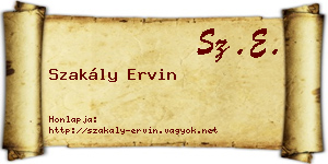 Szakály Ervin névjegykártya